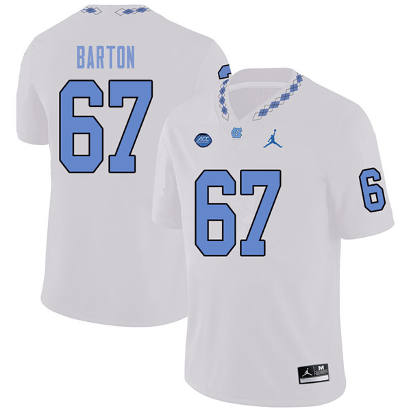 Jordan Brand Men #67 Harris Barton North Carolina Tar Heels College Football Jerseys Sale-White - Click Image to Close